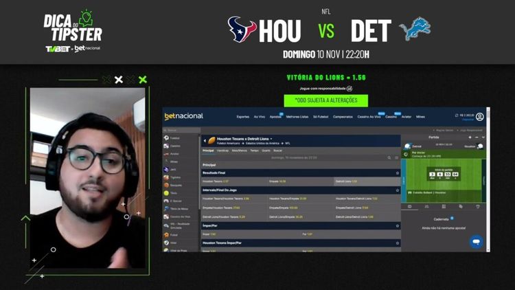 Texans x Lions: Dica de Aposta + Bilhete Pronto